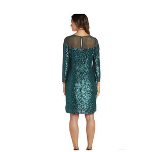 R&M RICHARDS Plus Size 14W Illusion Bodice Sequin Cocktail Dress NWT $129 V8